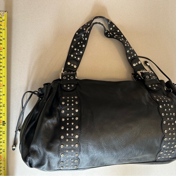 Black leather with rhine stones shoulder bag - Picture 8 of 8